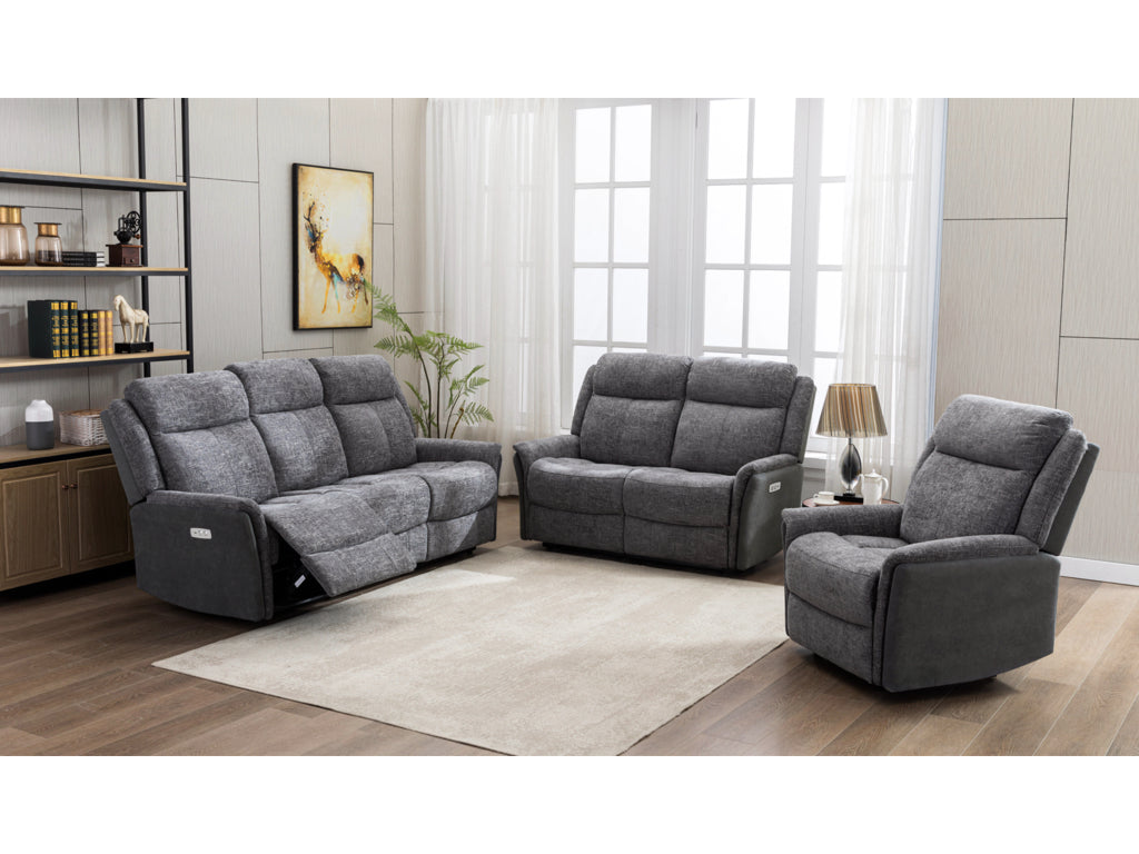 Treyton Fusion Grey Electric Recliner Suite on Sale